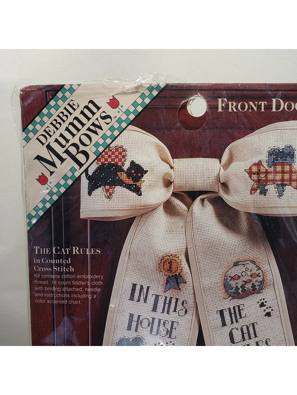 Dimensions Cross Stitch Kit Debbie Mumm Front Door Bow Cats 72294 NEW